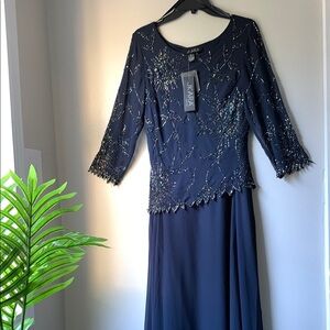 JKARA Navy Beaded Dress